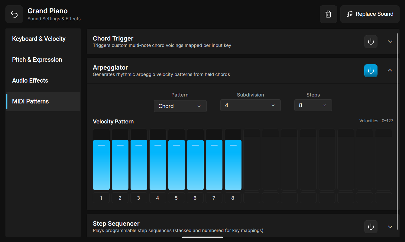 MIDI Patterns & Processors UI